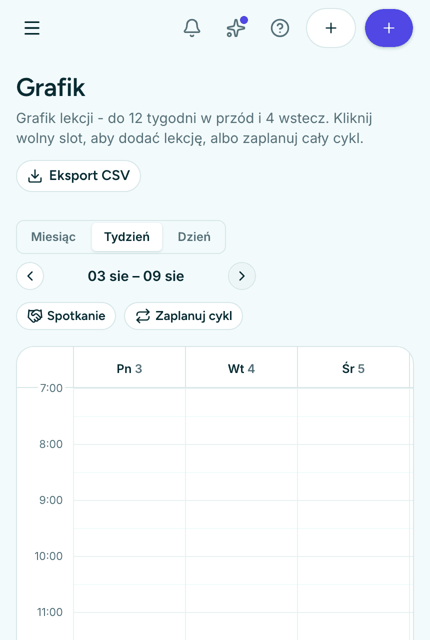 Stałe sloty i cykle - ustawiasz raz.