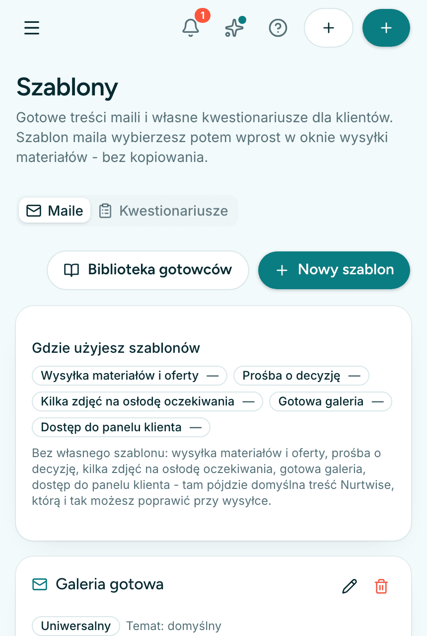Maile i szablony w Nurtwise