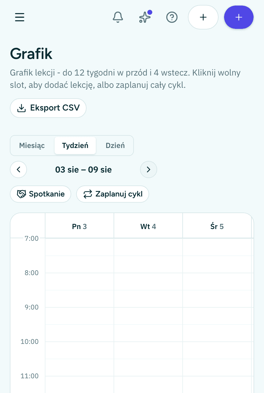 Stałe sloty i cykle - ustawiasz raz.