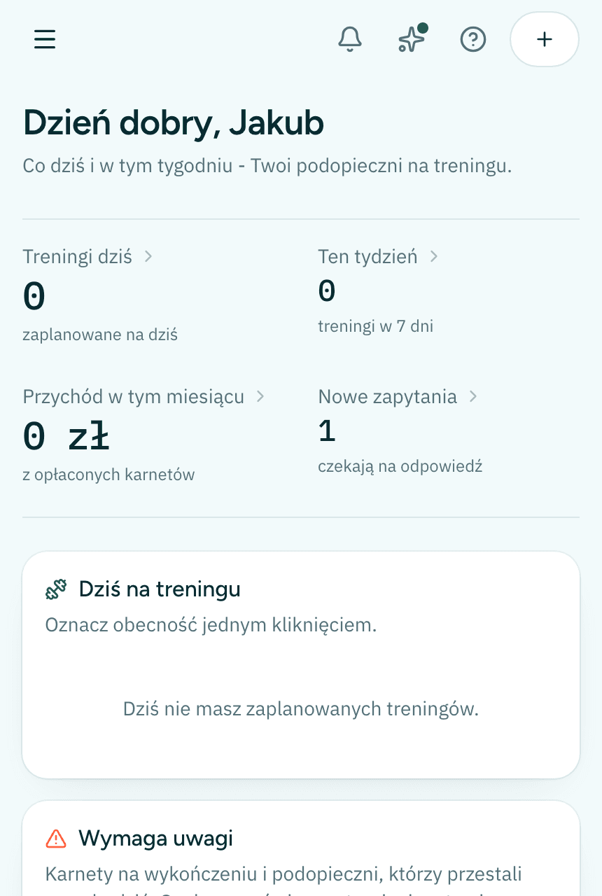 Pulpit trenera w Nurtwise - inne widoki niż w panelu fotografa