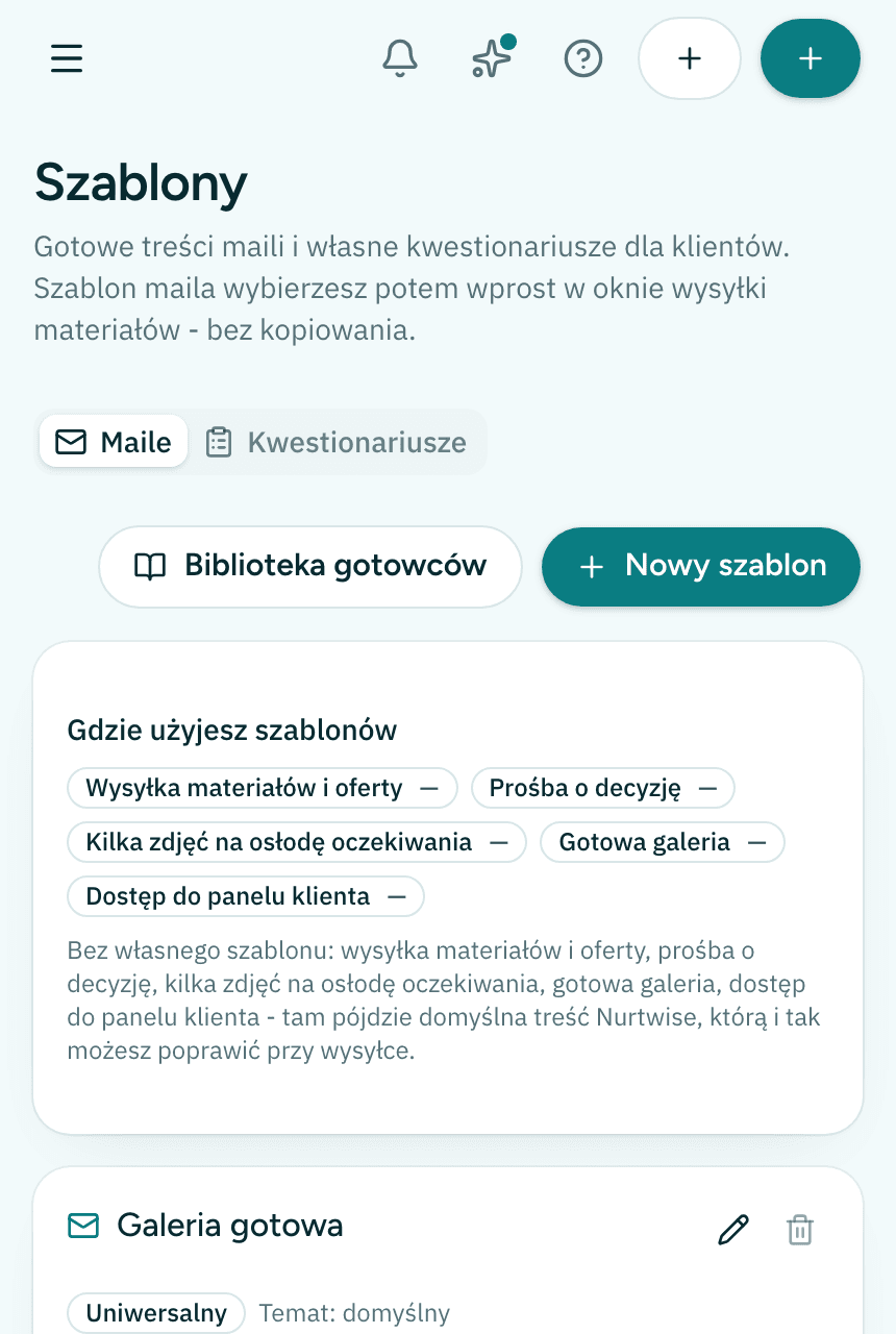 Maile i szablony w Nurtwise